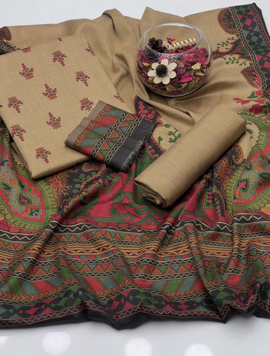 3 Pc Unstitched Kalamkari Pashmina Wool