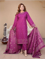 3 pc Unstitched Lawn barosha Jackard