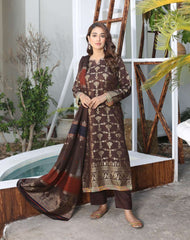 3 pc Unstitched Lawn barosha Jackard