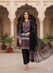 3 Pc Unstitchd Ajrak Cotton Applique