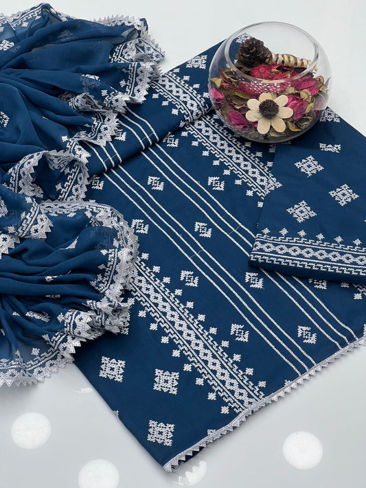3 Pc Unstitched Lawn Cotton Crossstitch