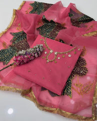 2 Pc Unstitched Organza zarri sequence