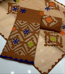 3PC UNSTITCHED HANDMADE APPLIC WORK