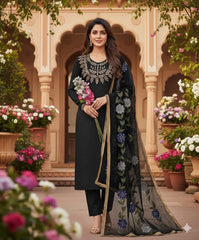 3 Pc Fancy Mirror Unstitched Katan Silk