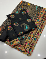 3 pc unstitched Khaadi net Ari work