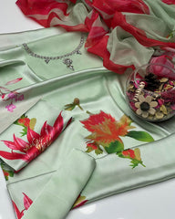 3 Pc Unstitched Shamoze Silk Fancy Neck