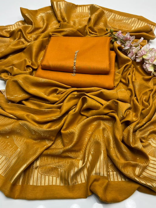 3 Pc Unstitched Dhanak with 3D jacquard shawl