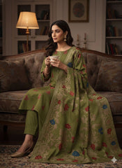 3 Pc Unstitched Leather Peach Wool (kBS0521)