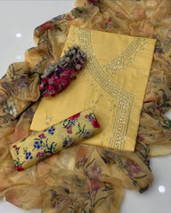 3 Pc Unstitched Sequence Embroidery Lawn
