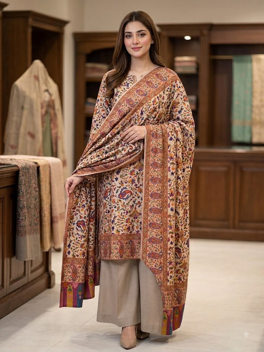3 Pc Unstitched Kalamkari Pashmina Wool(KSB269)