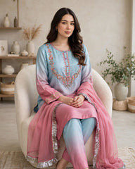 3 Pc Unstitched Shamoze Silk Embroidered
