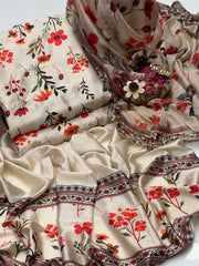 3 Pc Unstitched Shamoze Silk Digital Print Sequence Emb