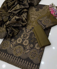 3 Pc Unstitched Wool Jaquard