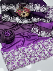 3 Pc Unstitched 2 Tune Shamoze Silk Bareeza