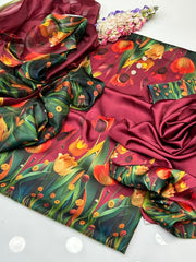 3 Pc Unstitched Shamoze Silk Digital Prints