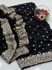 2 Pc Unstitched Bamber pure Chiffon Gotta(KSB0214)