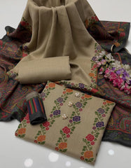 3 Pc Unstitched Kalamkari Pashmina Wool (KSB1)