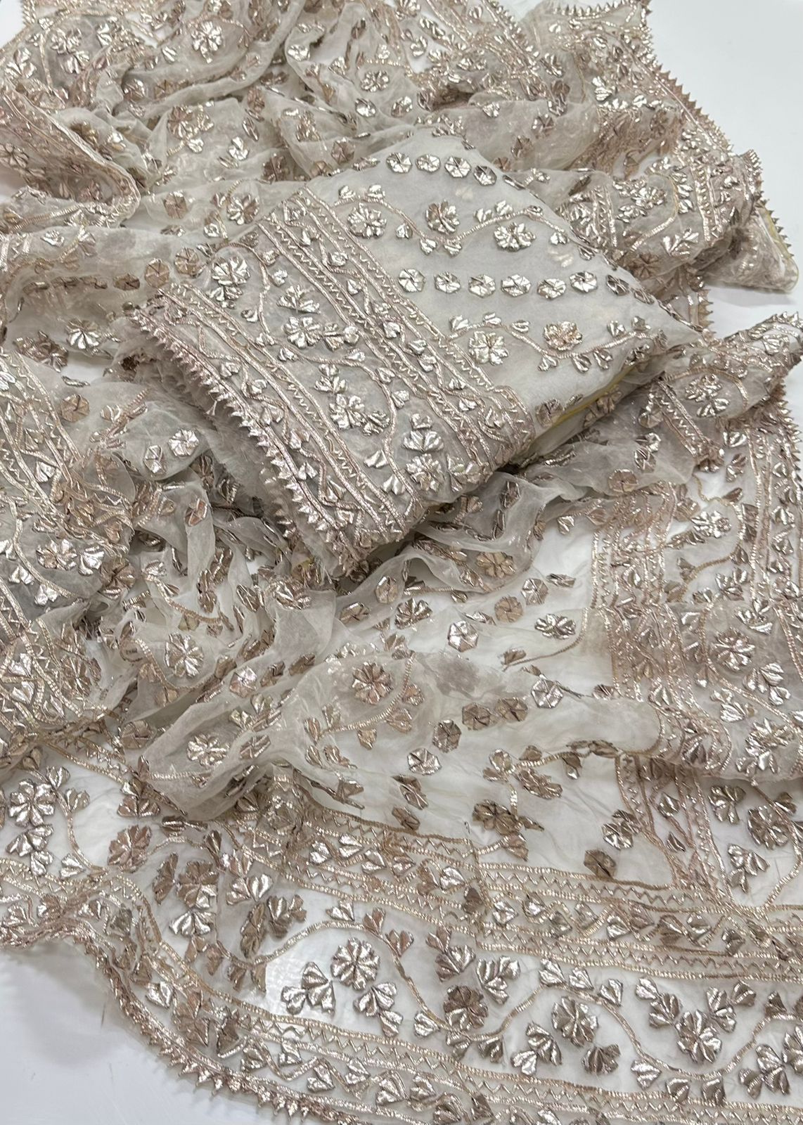 2 Pc Unstitched Organza LCD Gotta