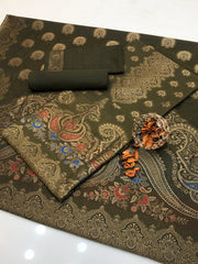 3 Pc Unstitched Lawn All Over Jacquard