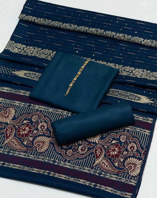 3 Pc Unstitched Dhanak Marina Jacquard