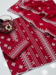 3 Pc Unstitched Lawn Cotton Crossstitch