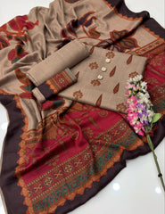 3 Pc Unstitched Kalamkari Pashmina Wool