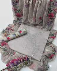 3 Pc Unstitched Sequence Embroidery Lawn