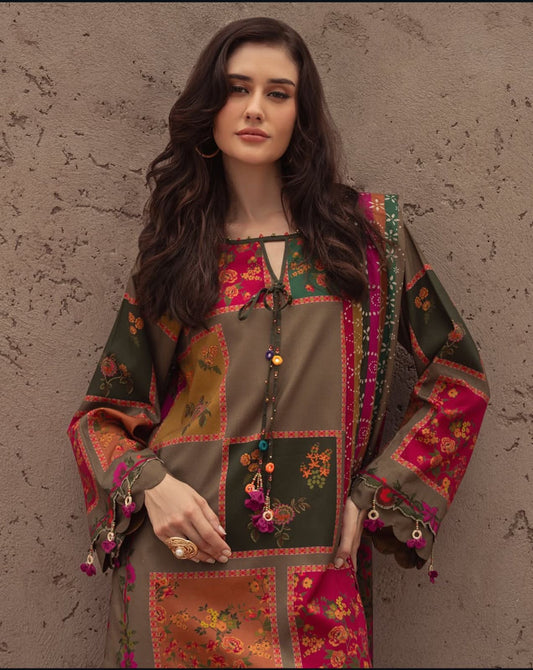 3 Pc Unstitched Shamoze Silk Digital Prints