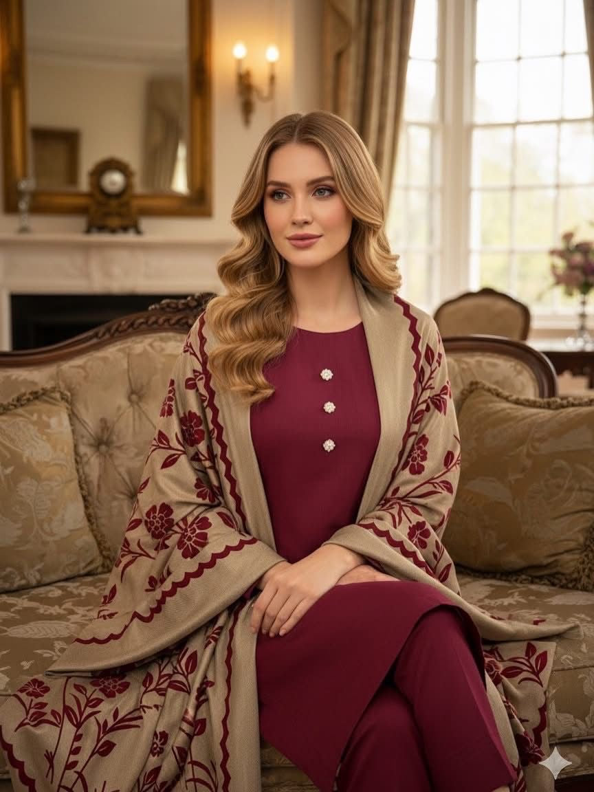 3 Pc Unstitched Pashmina Wool Velvet