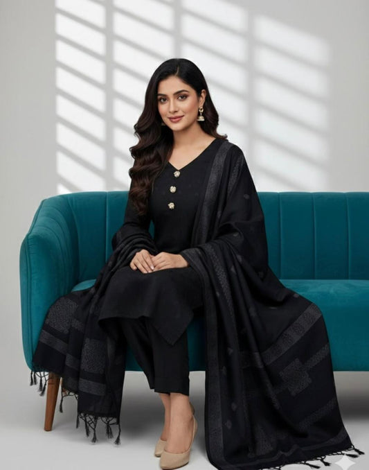 3 Pc Unstitched Dhanak Allover Jacquard