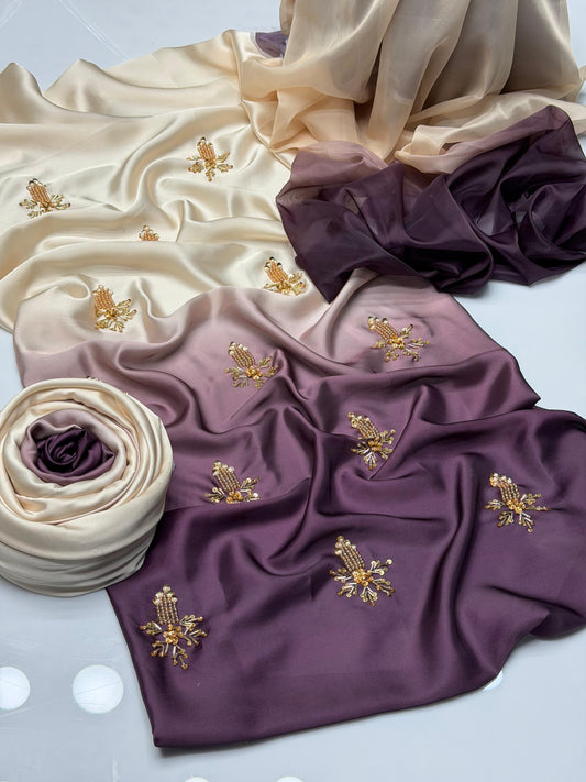 3 Pc Unstitched Shamoze Silk Tye n Dye Embroidered