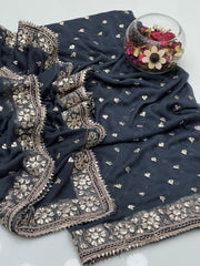 2 Pc Unstitched Bamber pure Chiffon Gotta(KSB0214)