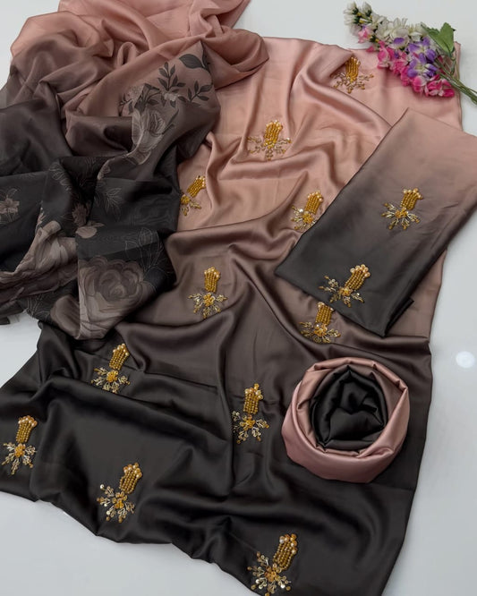 3 Pc Unstitched Shamoze Silk Digital Tye N Dye(KBS022A)