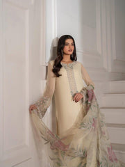 2 Pc Unstitched Iznik Brand Handmade Organza Oil paint