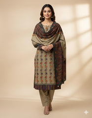 3 Pc Unstitched Kalamkari Pashmina Wool (KSB1)