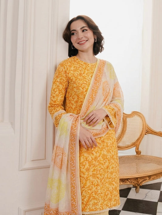 2 Pc Unstitched Block Print Lawn