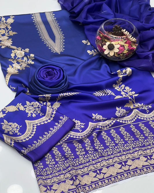 3 Pc Unstitched Shamoze Silk Digita prints