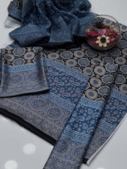 3 Pc Unstitched Shamoze silk Ajrak Digita Prints