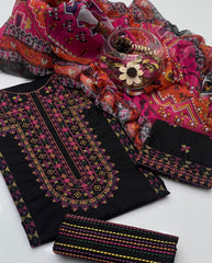 3 Pc Unstitched Lawn Multi Embroidered