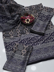 3 Pc Unstitched Shamoze silk Ajrak Digita Prints