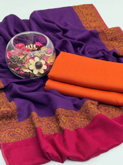 3 Pc Ustitched pure Pashmina Wool Moon Light shawl