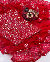 2 Pc Unstitched Chiffon Fabric Shadow Chiken