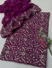 2 Pc Unstitched Handmade LCD Gotta Chiffon
