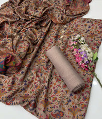 3 Pc Unstitched Kalamkari Pashmina Wool(KSB26)
