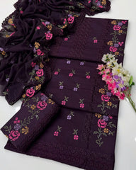 3 Pc Unstitched Multi Cross Stitch Lawn
