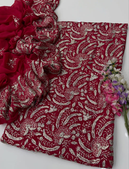 2 Pc Unstitched Handmade LCD Gotta Chiffon