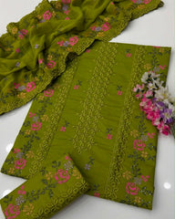 3 Pc Unstitched Multi Cross Stitch Lawn