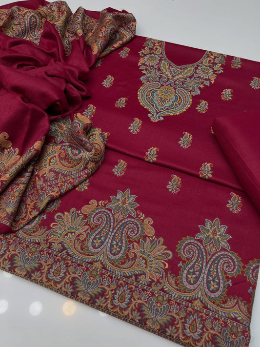 3 Pc Unstitched Kani Pashmina Wool Collection