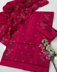 3 Pc Unstitched Multi Cross Stitch Lawn