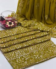 2 Pc Unstitched Chiffon Fabric Shadow Chiken